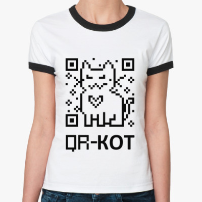 <b>Женские футболки</b> | Ringer-T | QR-Кот <b>футболка женская</b> | Printdirect.